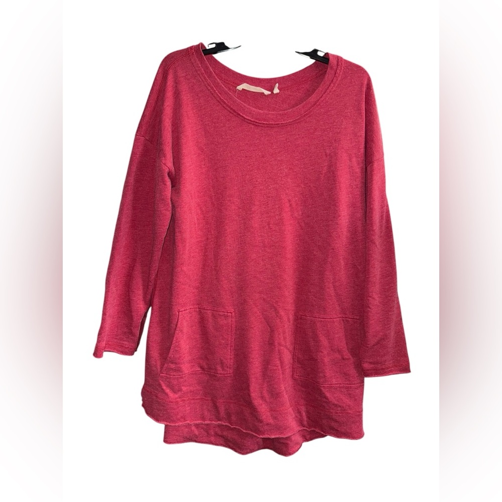 Soft Surroundings Vibrant Red Knit Long Sleeve Top Size Large